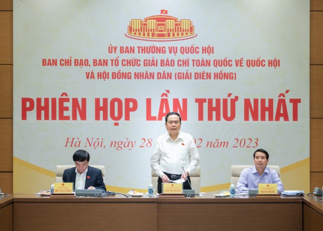 PHÓ CHỦ TỊCH THƯỜNG TRỰC QUỐC HỘI TRẦN THANH MẪN CHỦ TRÌ PHIÊN HỌP LẦN THỨ NHẤT BAN CHỈ ĐẠO, BAN TỔ CHỨC GIẢI DIÊN HỒNG